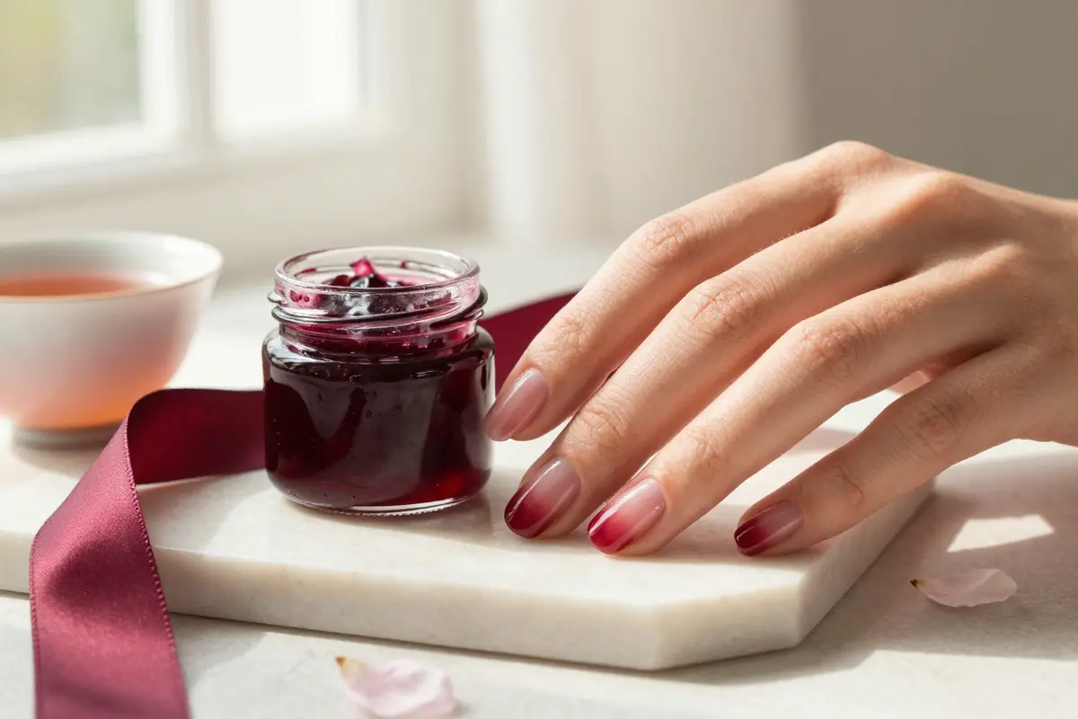 1. Sheer Dark Cherry Jelly Finish