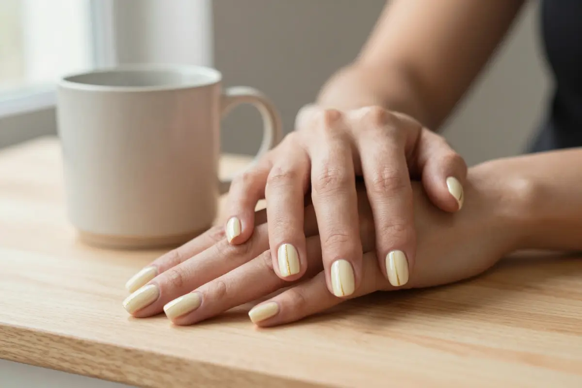 10. Creamy Vanilla with a Vertical Gold Stripe
