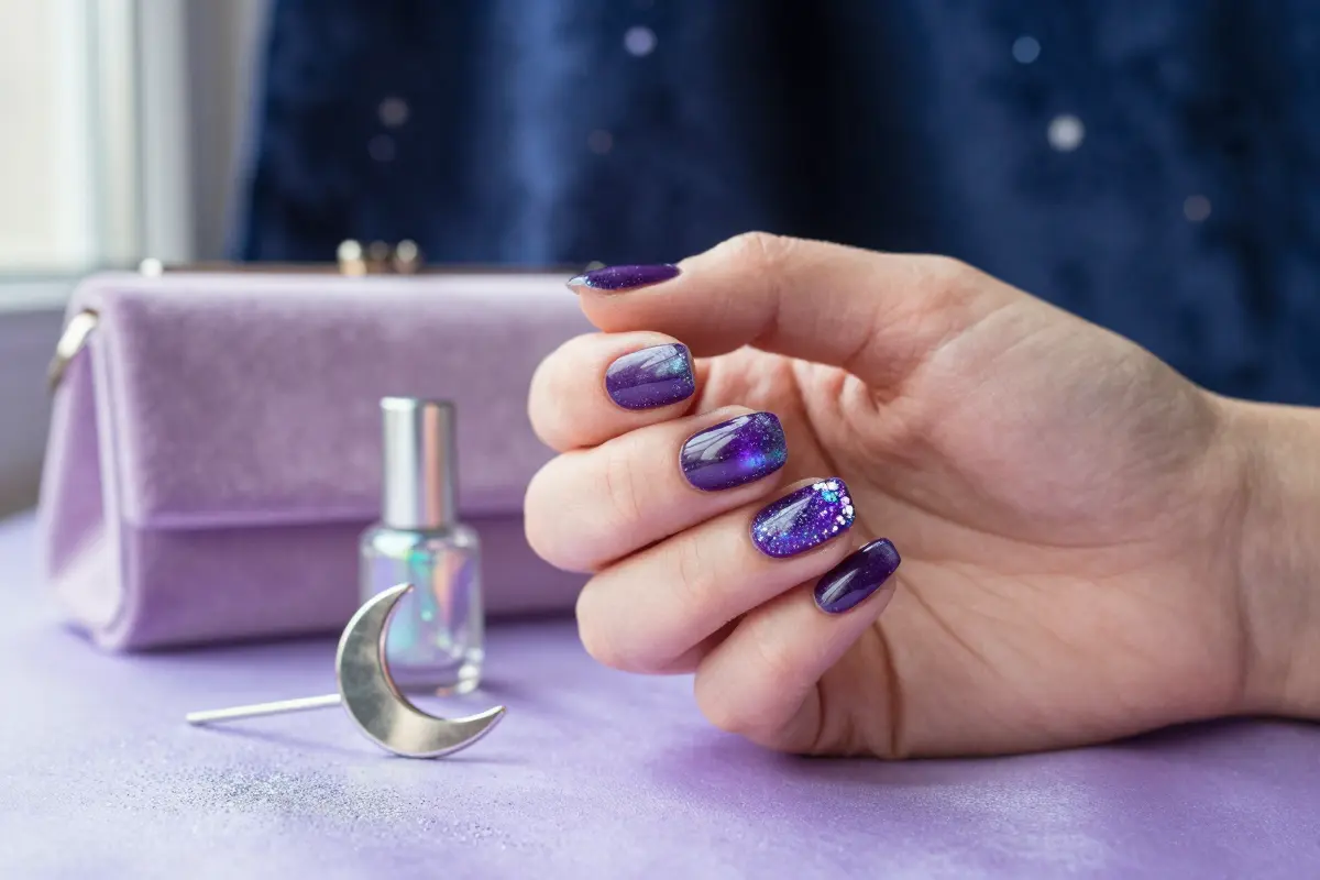10. Iris Purple Galaxy Cat Eye with Holo Glint