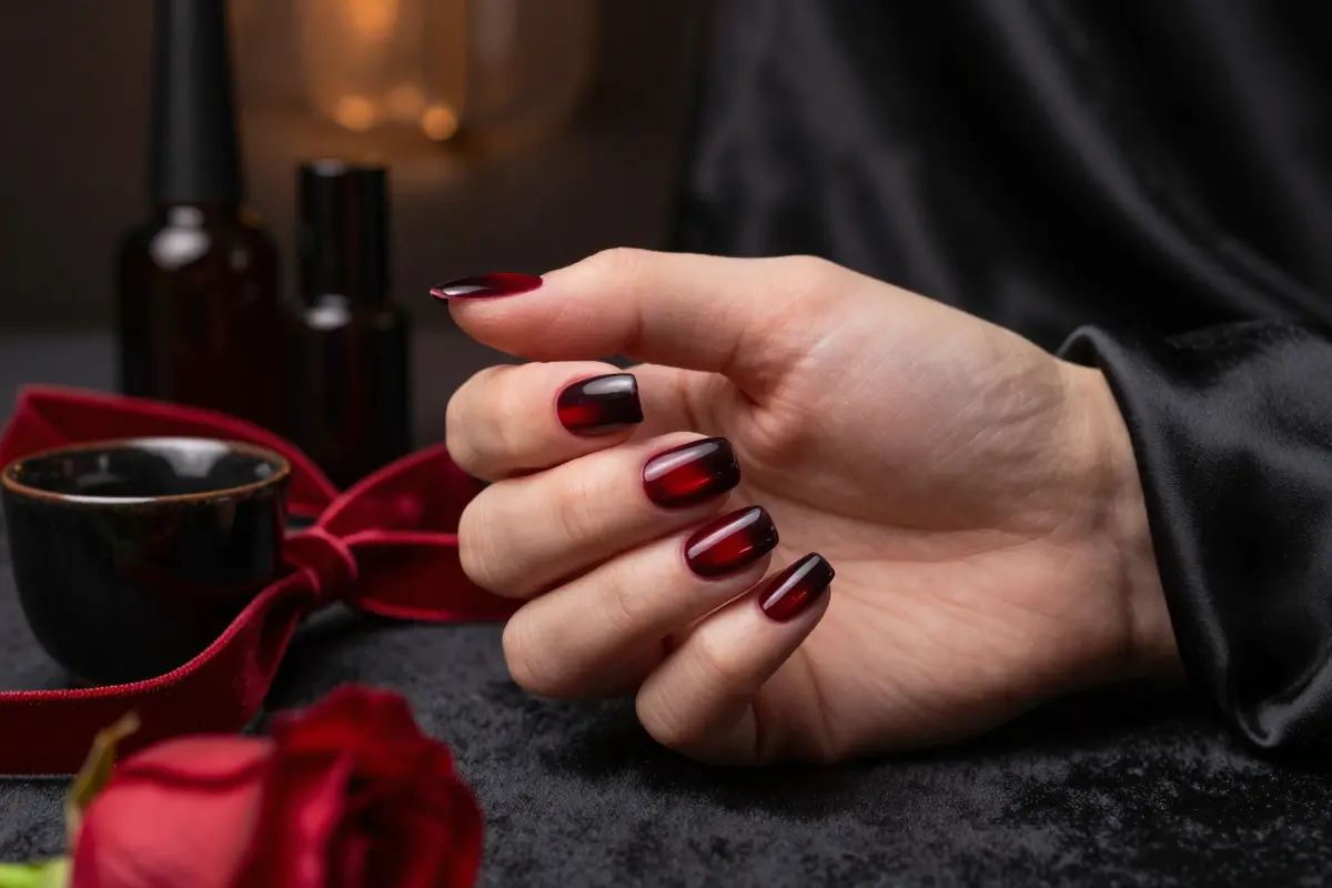 11. Blood Aura Airbrushed Nails