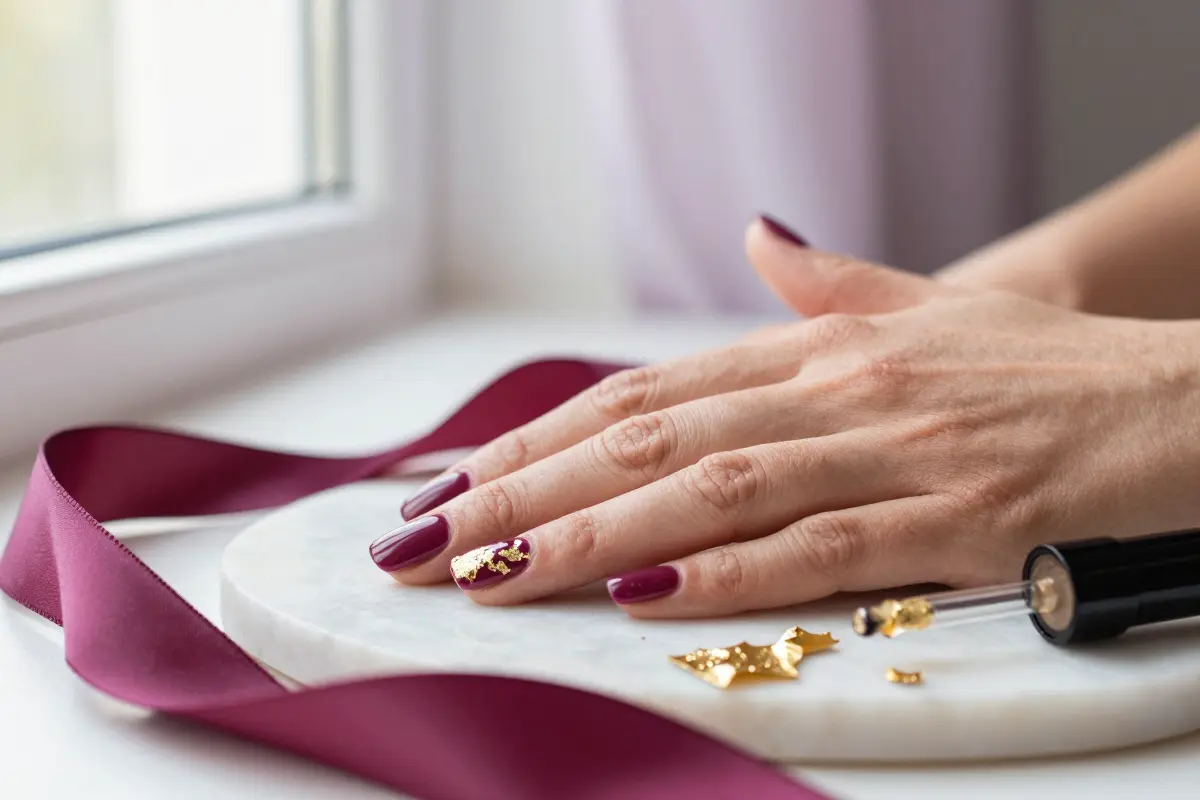 11. Rich Mulberry Gel with Gold Foil Accents