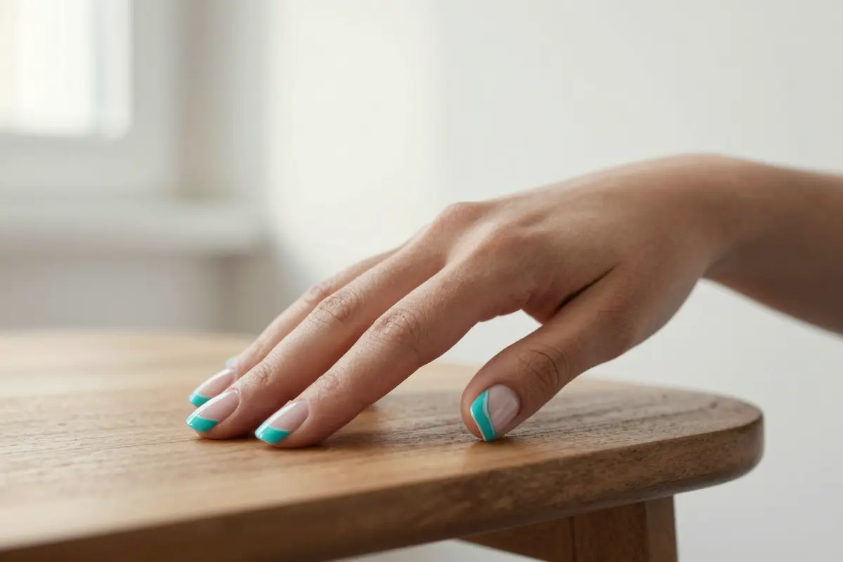 11. Turquoise Abstract Swirl French
