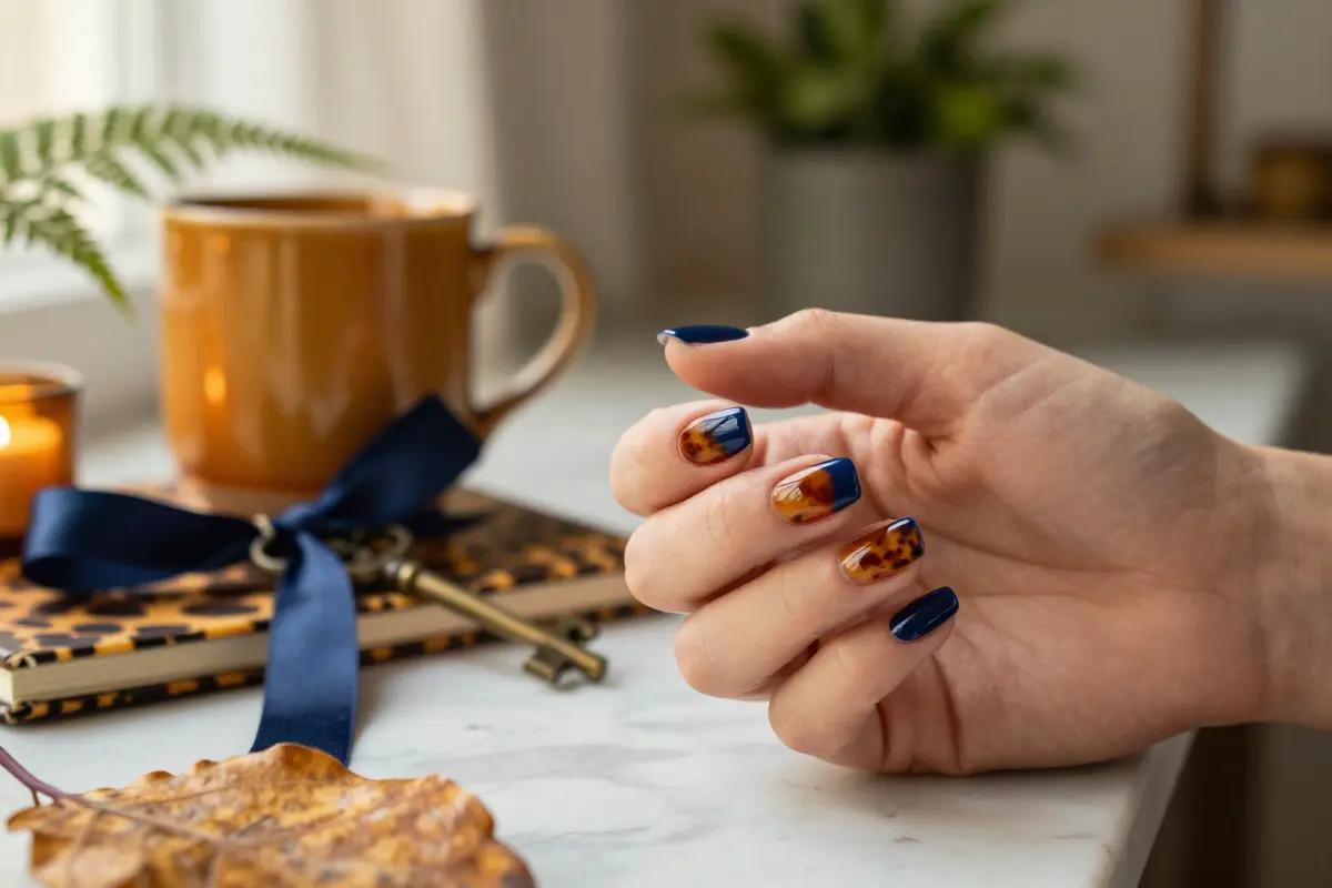 12. Navy Blue and Tortoiseshell Half-Moon