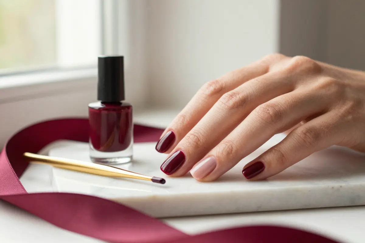 12. Negative Space Half-Moon Dark Cherry