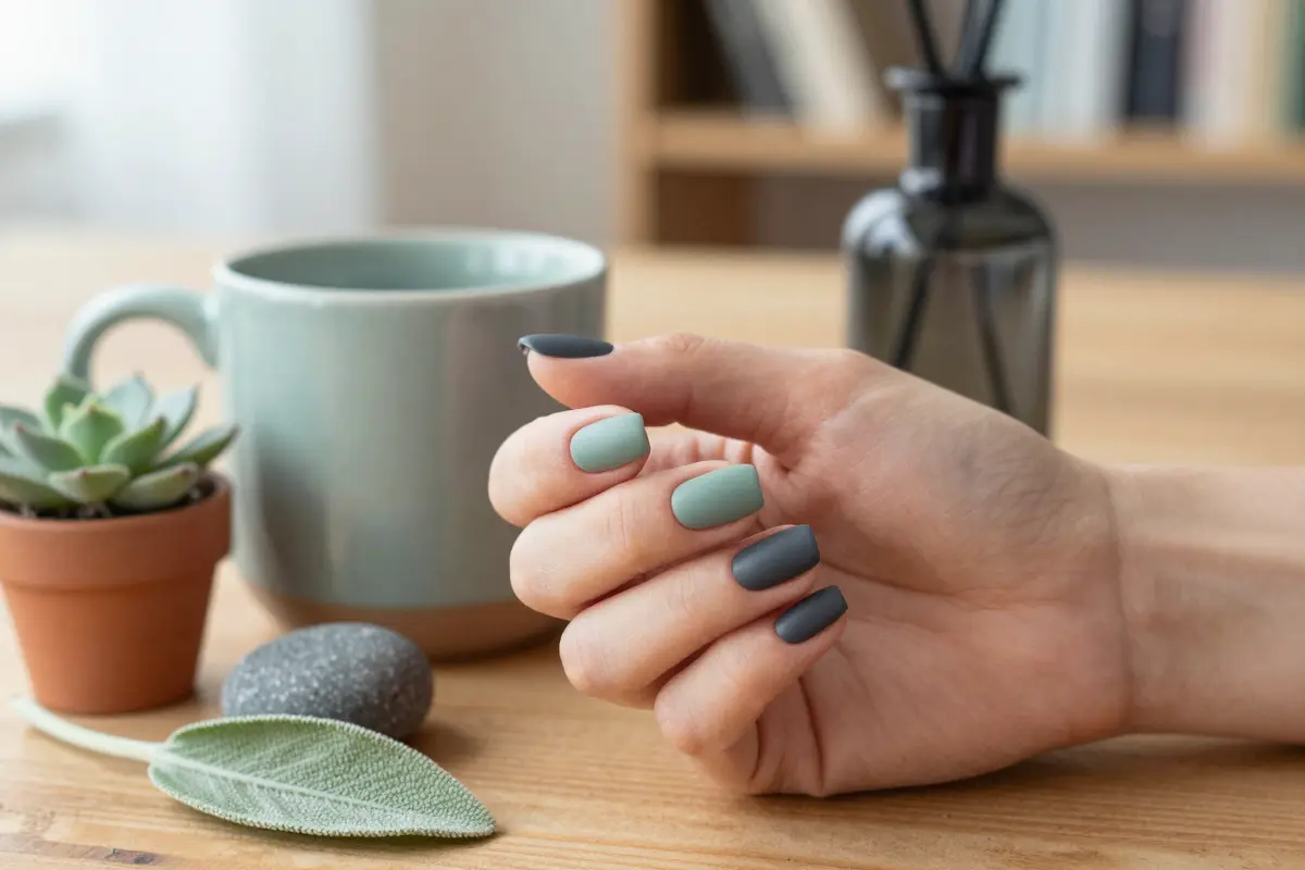 13. Muted Sage and Charcoal Color Block