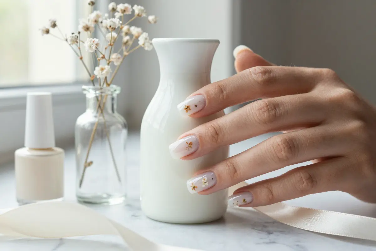 4. Delicate Milk Bath with Suspended Dried Florals