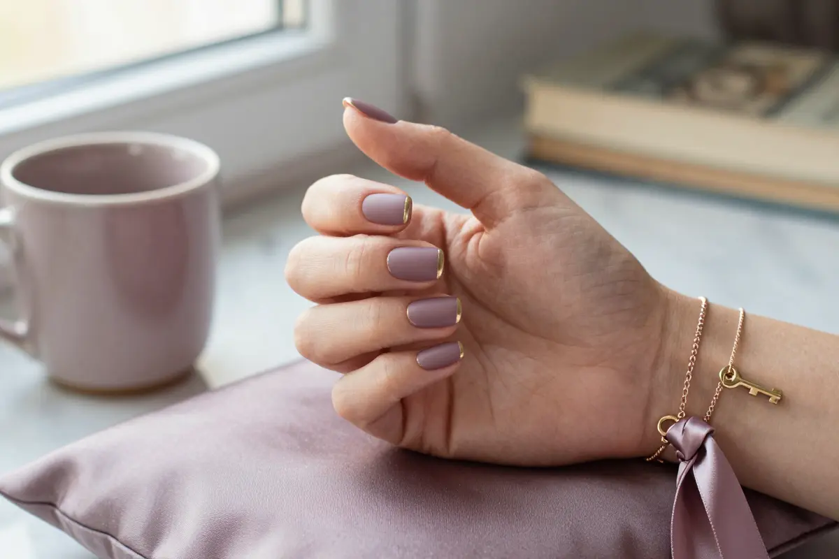 5. Dusty Mauve with Fine Gold Metallic Lines