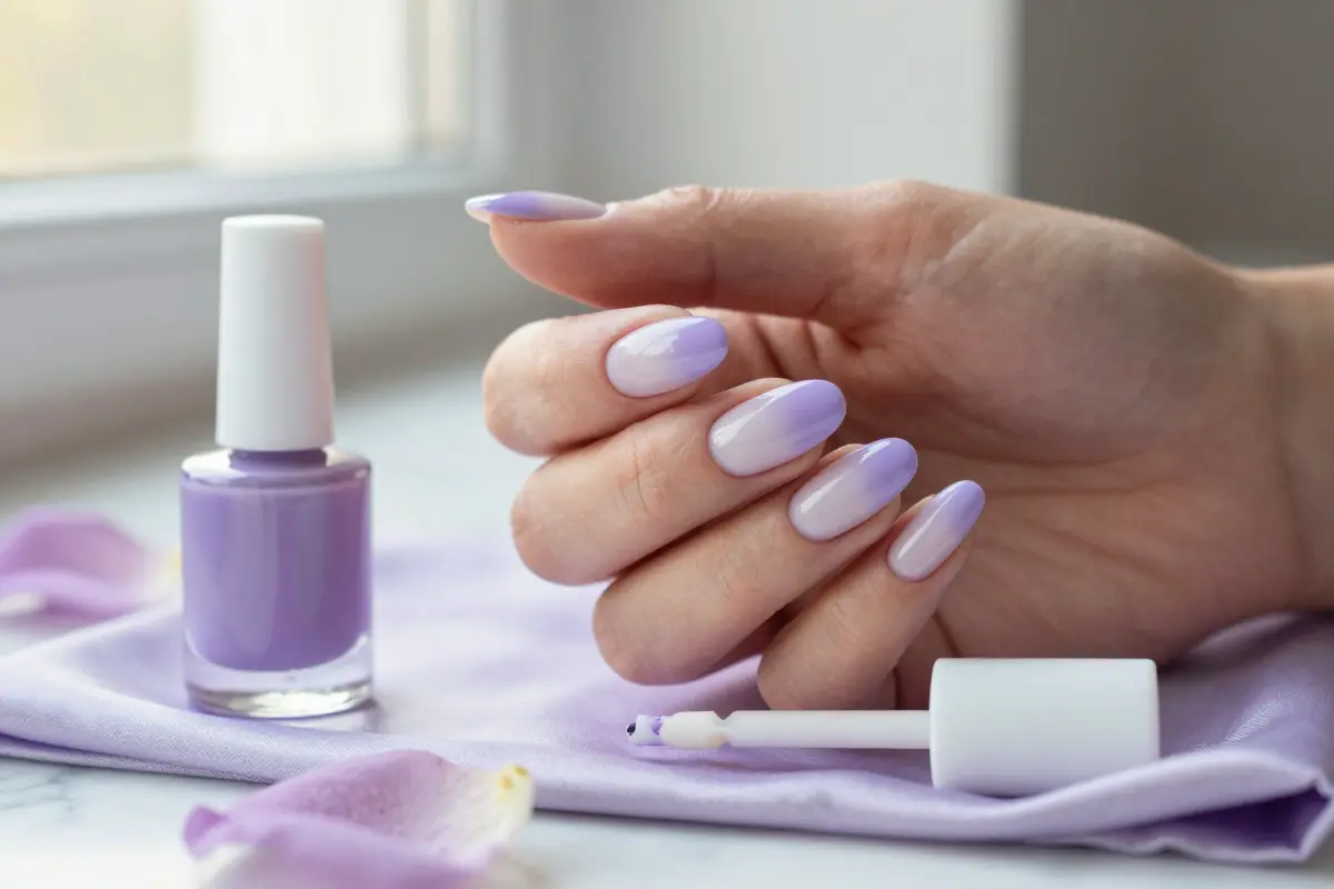 5. Soft Violet Ombré with Milky White Blend