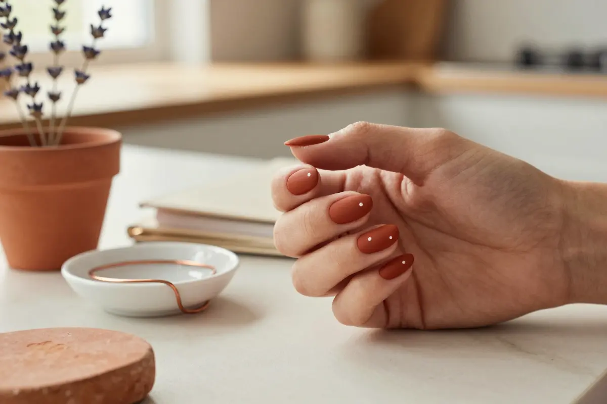 7. Warm Terracotta with Minimal White Micro-Dots