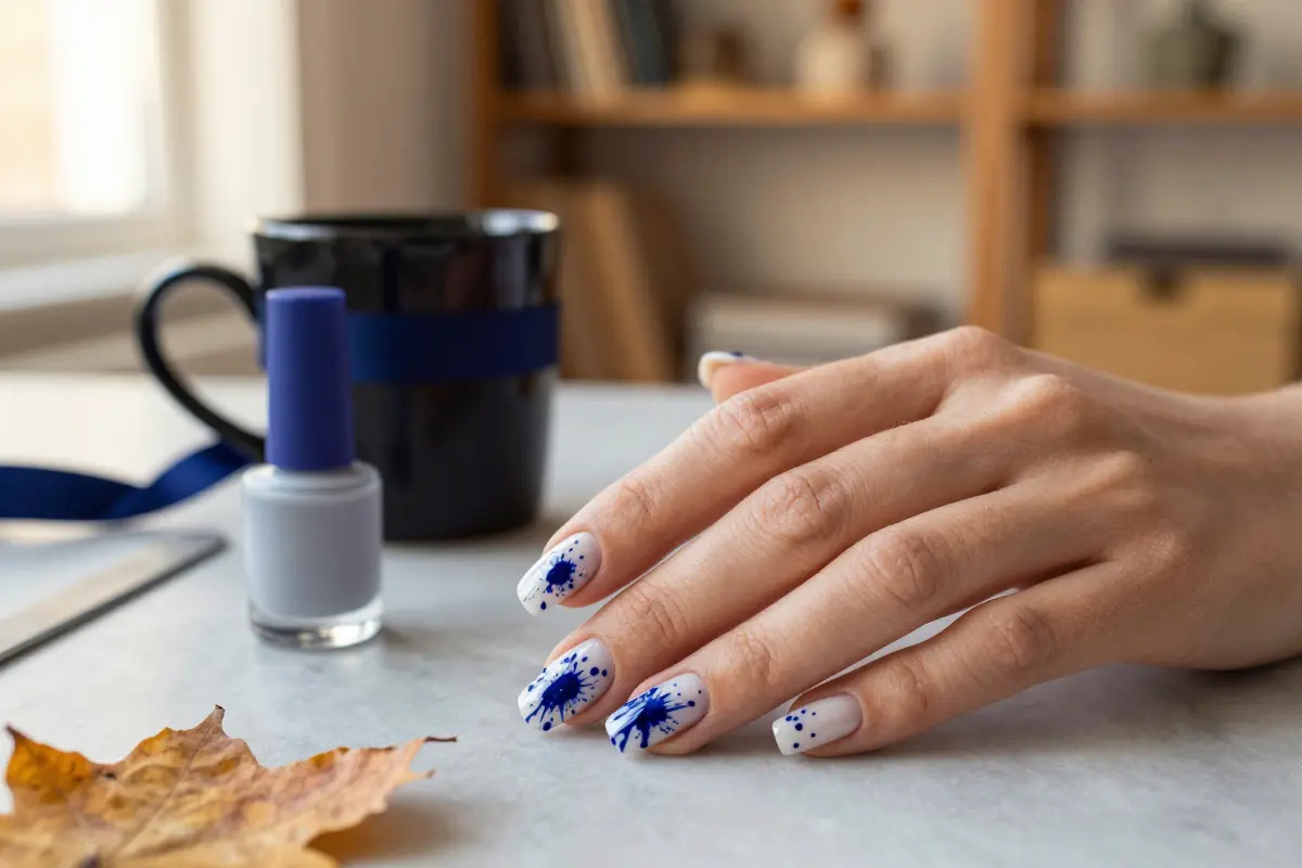 8. Moody Ink Splatter on a Neutral Base