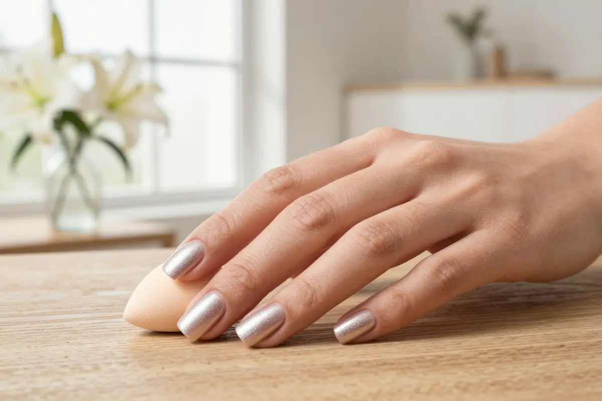 9. Champagne Shimmer and Frosted Tips